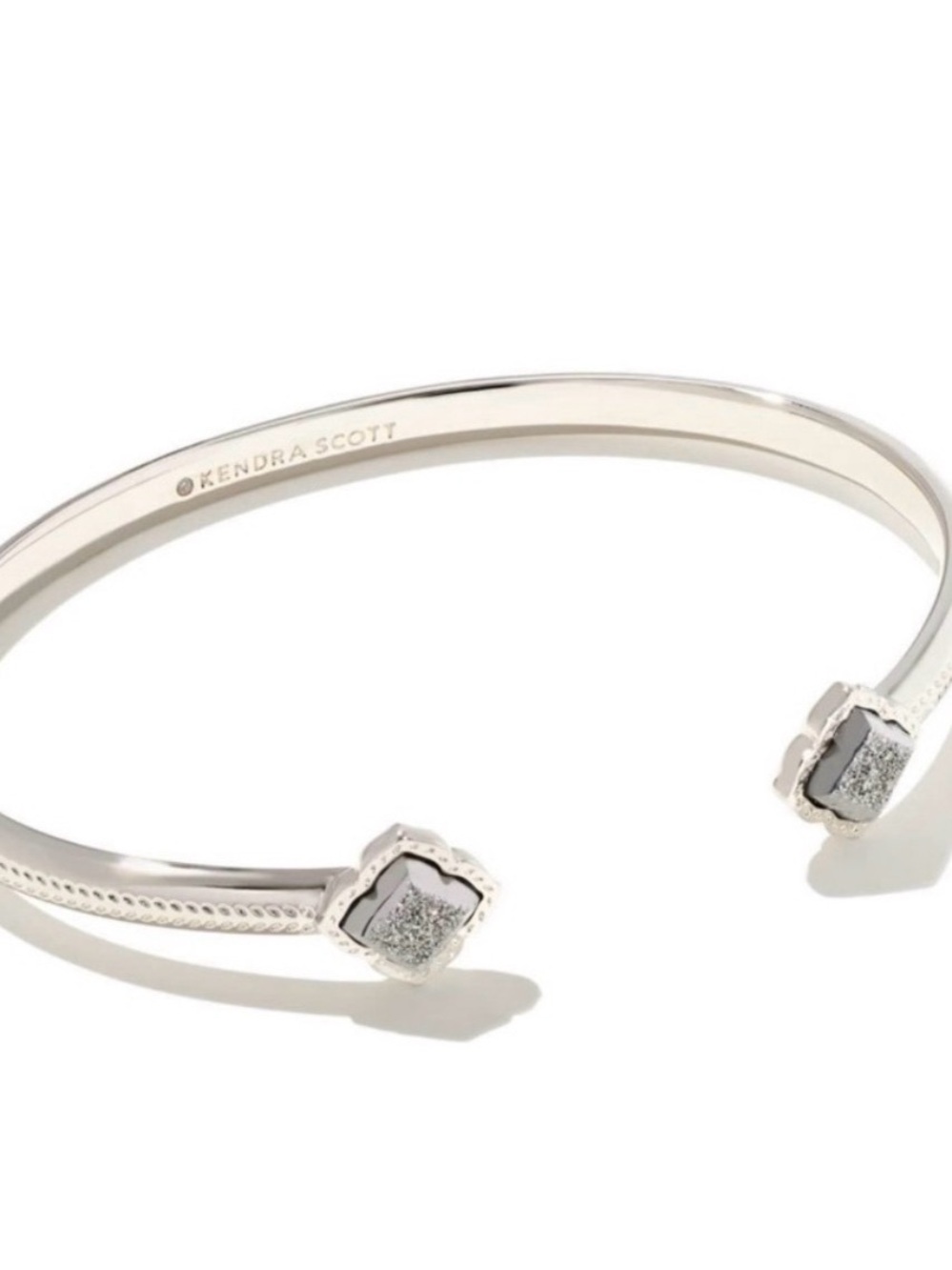 Kendra Scott Silver Open Cuff Bracelet with Textured Endstones - Picture 2 of 6